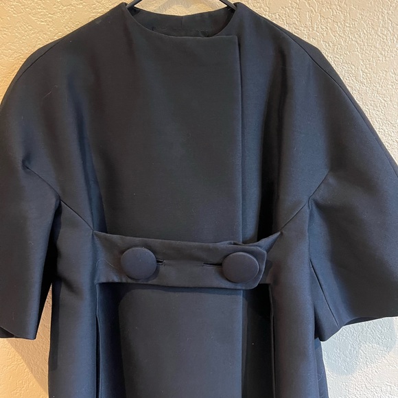 Vtg Joseph Magnin black silk taffeta hot pink opera couture coat - Picture 3 of 16